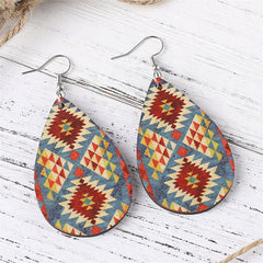 Blue & Orange Geometric Drop Earrings