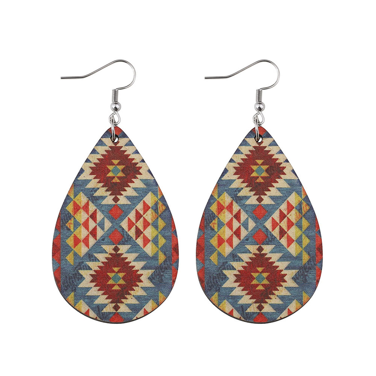 Blue & Orange Geometric Drop Earrings