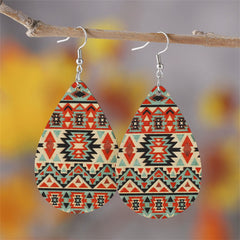 Orange & Beige Geometric Drop Earrings