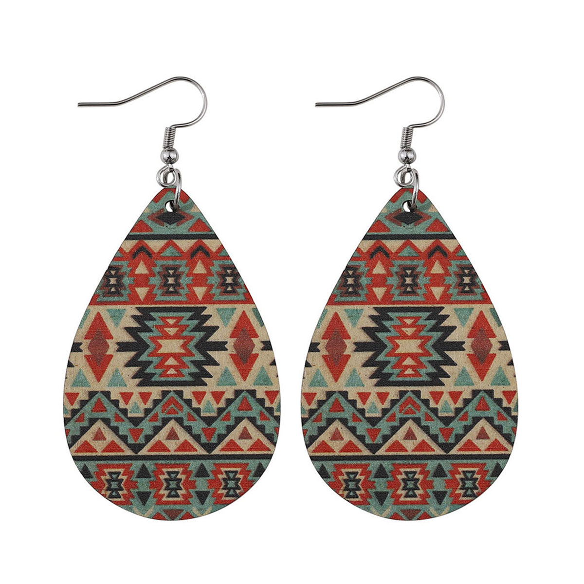 Orange & Beige Geometric Drop Earrings