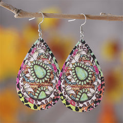 Pink Polystyrene & Silver-Plated Leopard Botanical Drop Earring