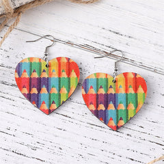 Red & Blue Pencil Heart Drop Earrings