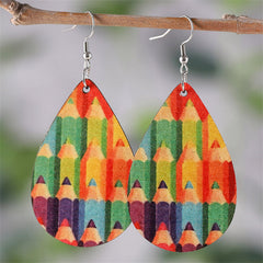 Red & Blue Pencil Teardrop Earrings