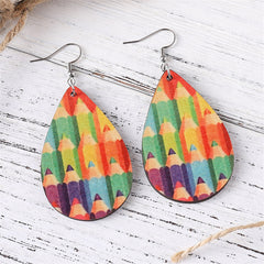 Red & Blue Pencil Teardrop Earrings