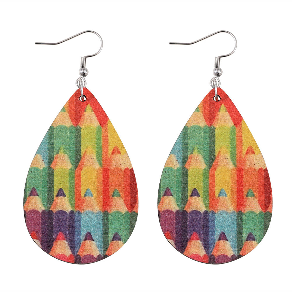 Red & Blue Pencil Teardrop Earrings