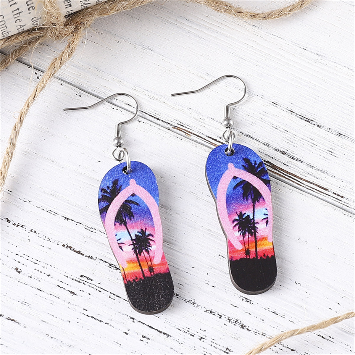 Purple & Pink Hawaii Flip-Flop Drop Earrings