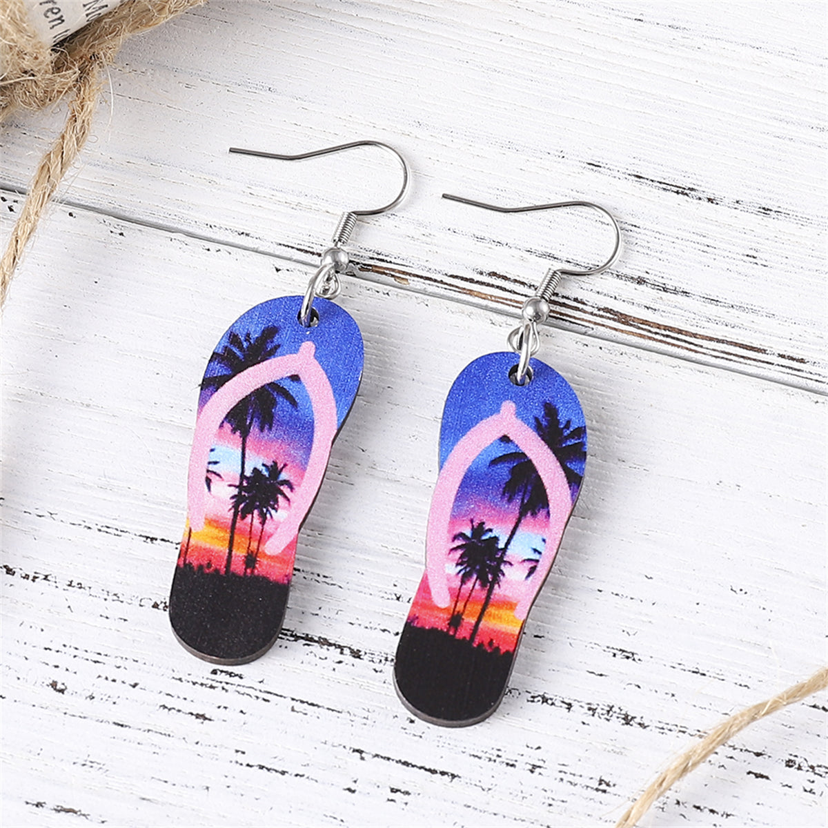 Purple & Pink Hawaii Flip-Flop Drop Earrings