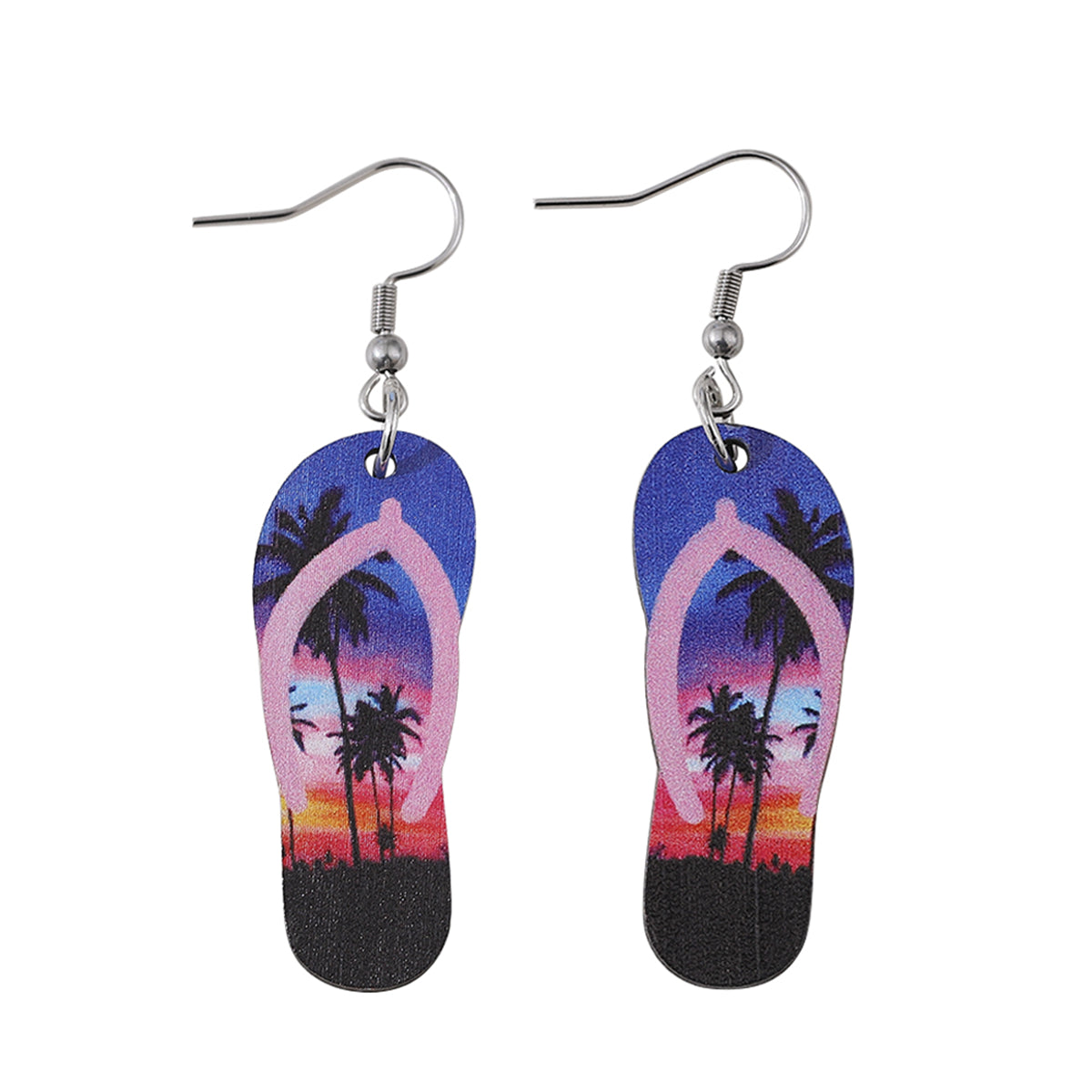 Purple & Pink Hawaii Flip-Flop Drop Earrings