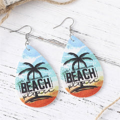 Blue & Orange 'Beach Please' Palm Tree Drop Earrings