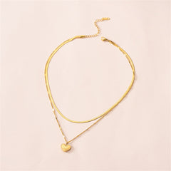 18K Gold-Plated 'Love You' Heart Layered Pendant Necklace