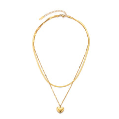 18K Gold-Plated 'Love You' Heart Layered Pendant Necklace