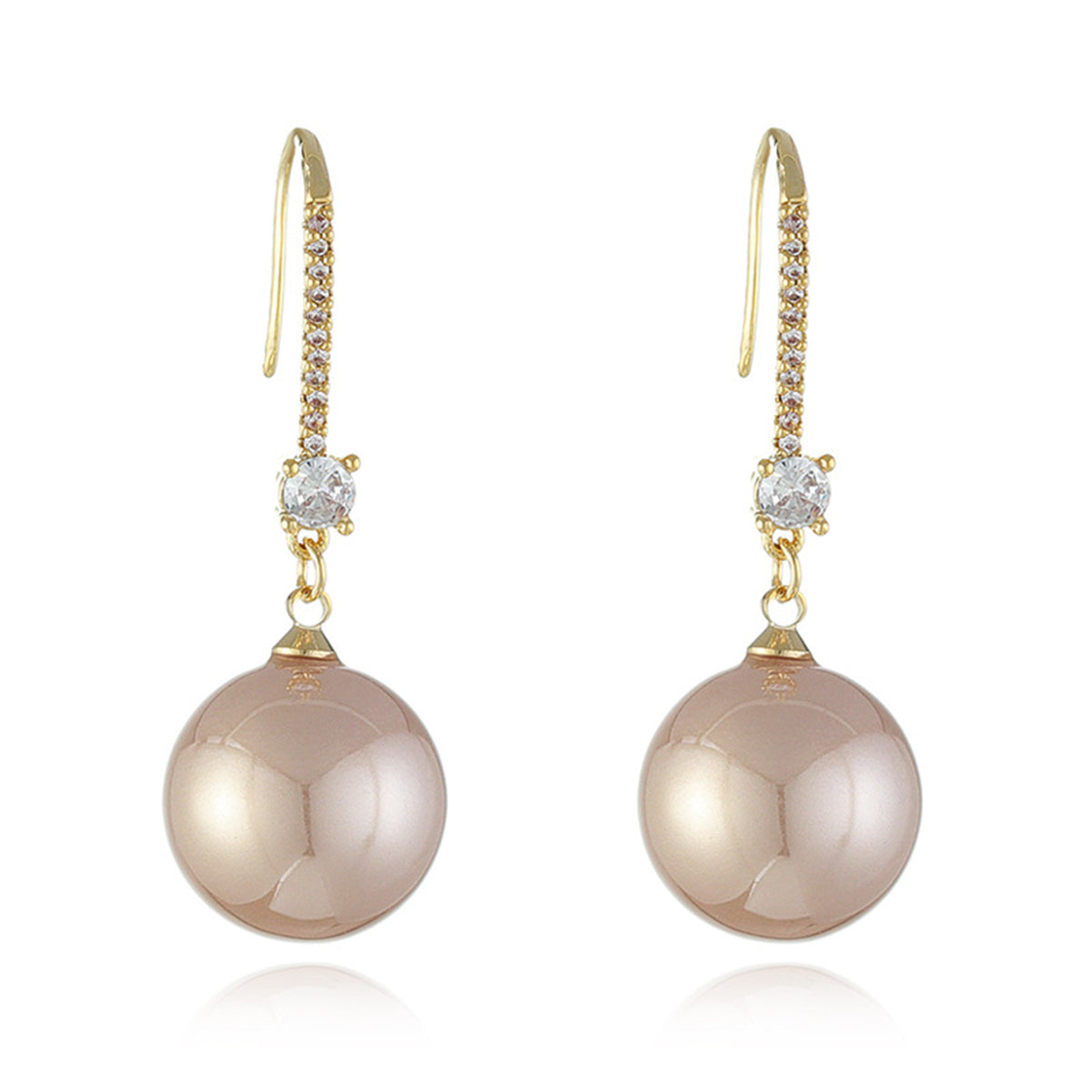 Cubic Zirconia & Champagne Pearl 18K Gold-Plated Dangle Drop Earrings