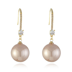 Cubic Zirconia & Champagne Pearl 18K Gold-Plated Dangle Drop Earrings