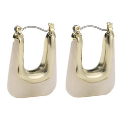 Cream Resin & 18K Gold-Plated U-Shape Huggie Earring