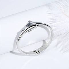 Silver-Plated Dolphin Hinged Bangle