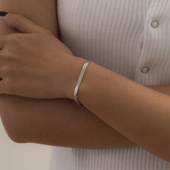 Silver-Plated Herringbone Chain Bracelet