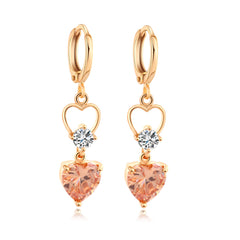 Champagne Crystal & Cubic Zirconia 18K Gold-Plated Heart Dangle Earring