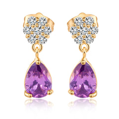 Purple Crystal & Cubic Zirconia 18K Gold-Plated Pear-Cut Drop Earrings