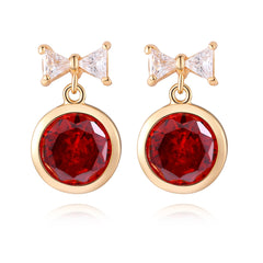 Red Crystal & 18K Gold-Plated Bow Drop Earrings