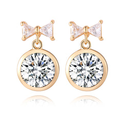 Crystal & 18K Gold-Plated Bow Drop Earrings