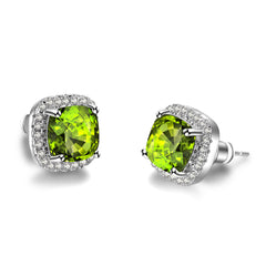 Olive Princess Crystal & Cubic Zirconia Silver-Plated Halo Stud Earrings