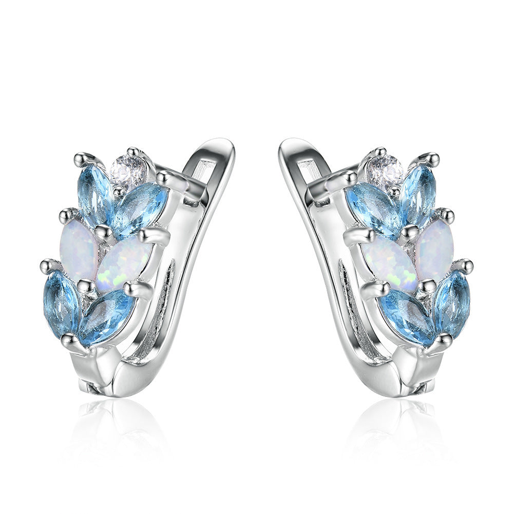 Opal & Crystal Silver-Plated Leverback Earrings