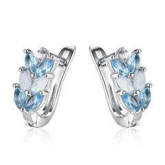 Opal & Crystal Silver-Plated Leverback Earrings