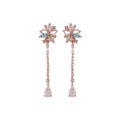 Cubic Zirconia & Crystal 18K Gold-Plated Flower Drop Earrings