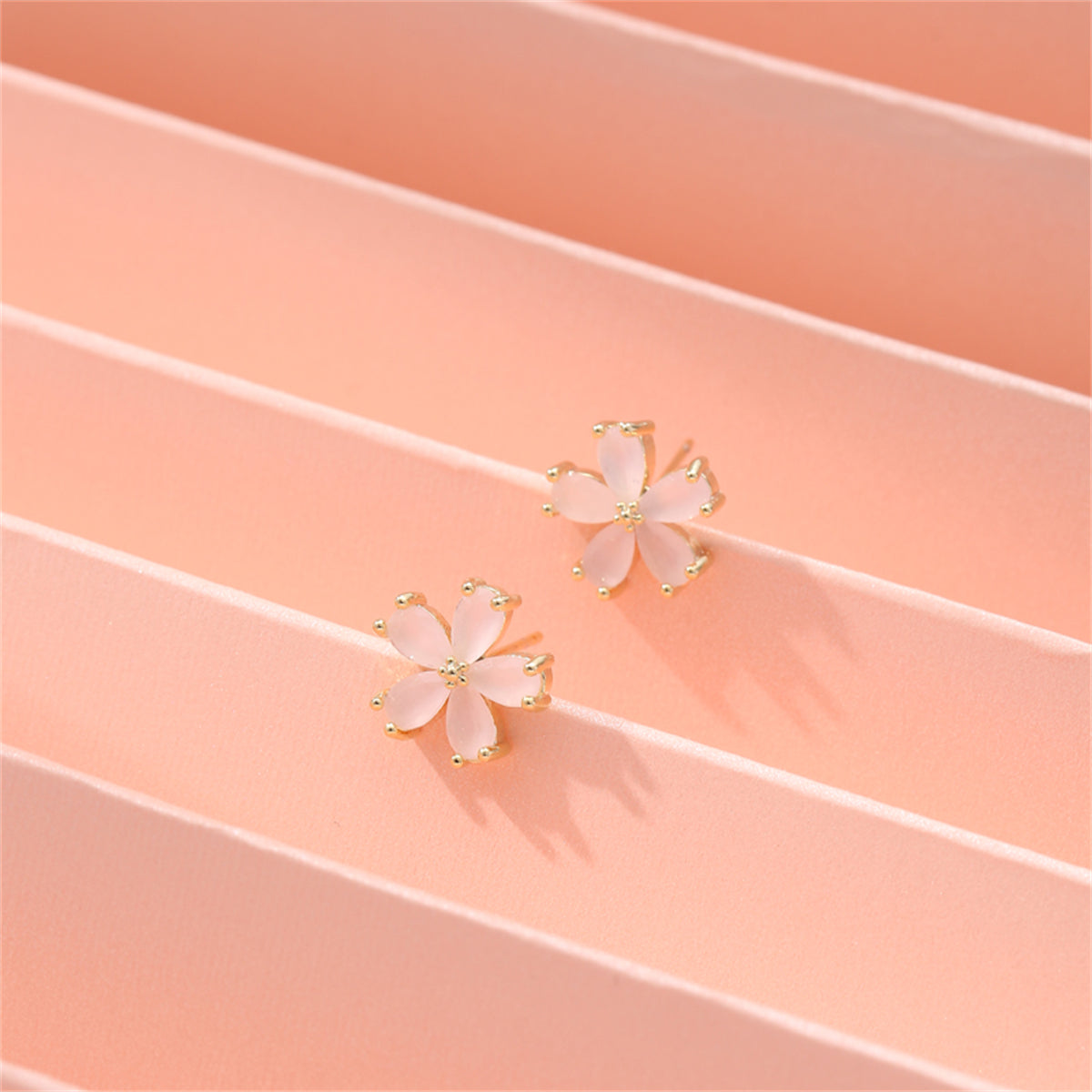 Cats Eye & 18K Gold-Plated Flower Stud Earrings