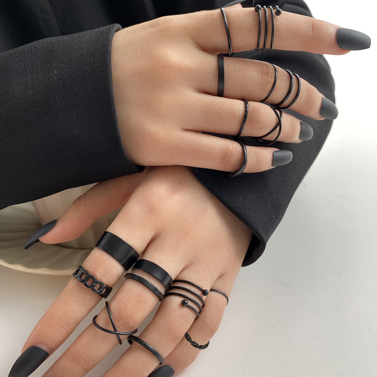 Black-Plated Stacking Ring Set