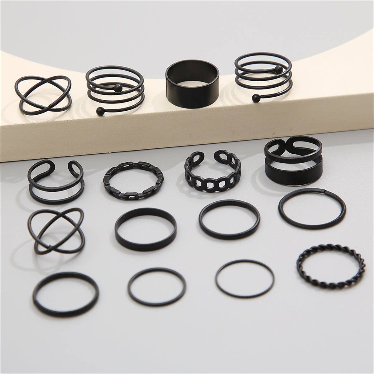 Black-Plated Stacking Ring Set