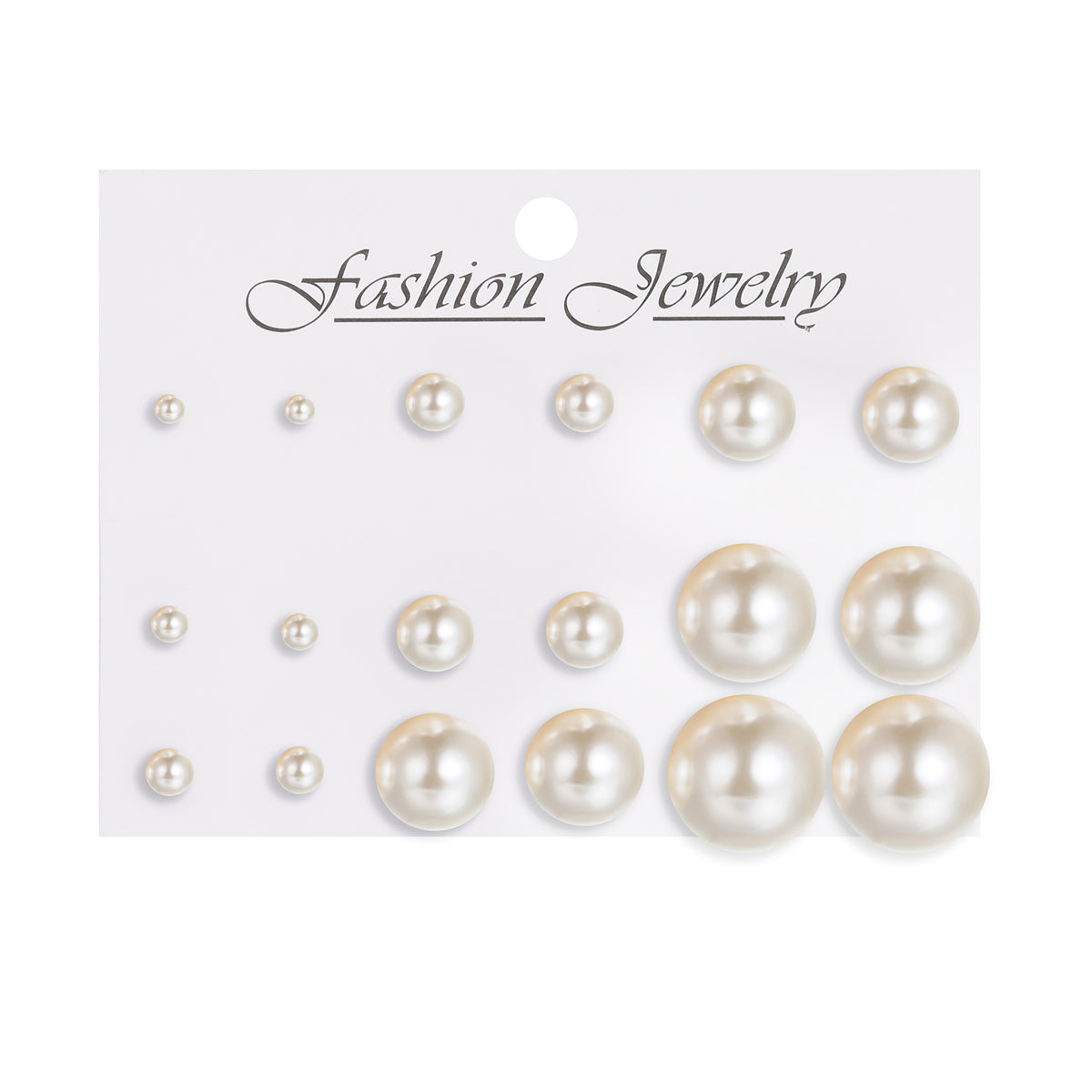 Champagne Pearl & Silver-Plated Round Stud Earrings Set