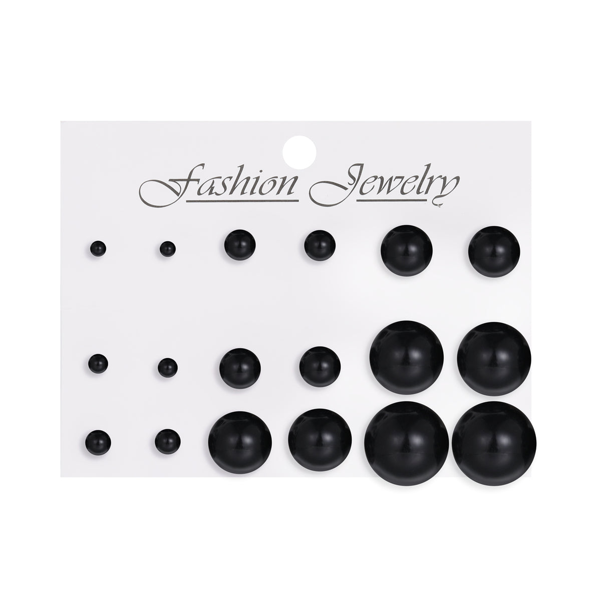 Black Resin & Silver-Plated Ball Stud Earring Set