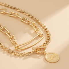 18K Gold-Plated 'LOVE' Coin Pendant Necklace Set