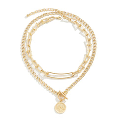 18K Gold-Plated 'LOVE' Coin Pendant Necklace Set