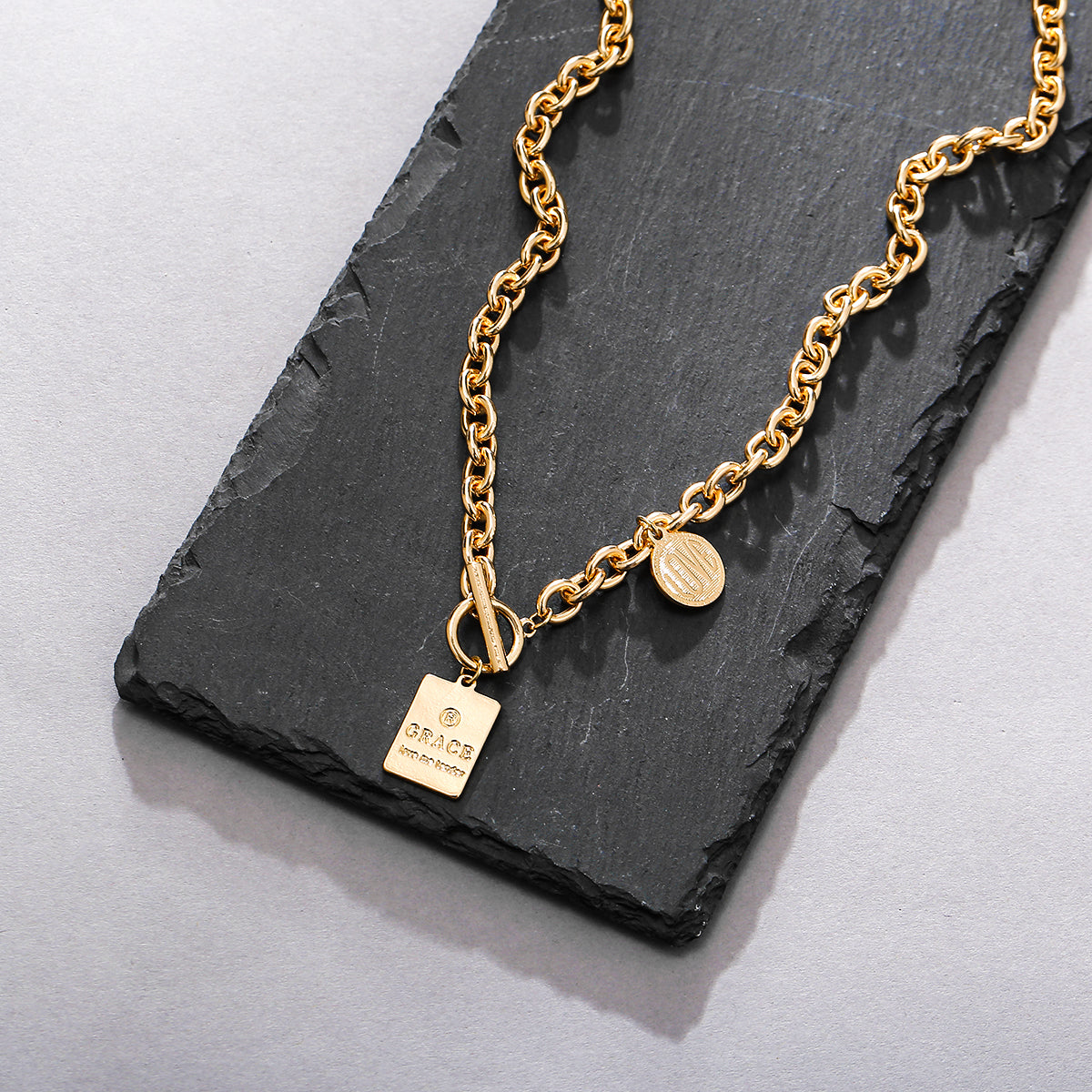 18K Gold-Plated 'Grace' Toggle Pendant Necklace