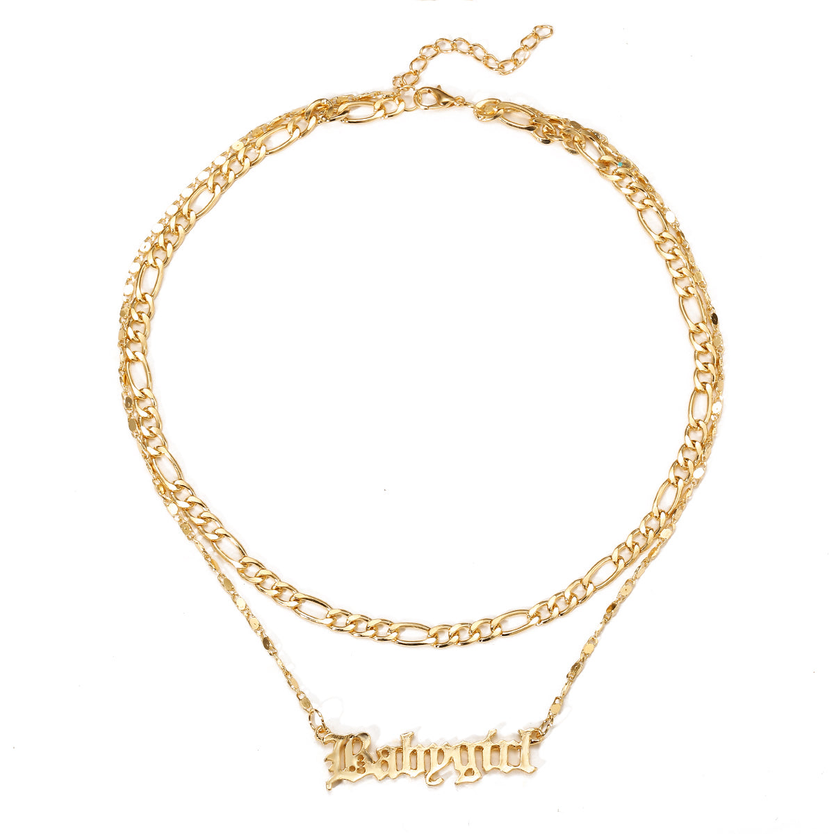 18K Gold-Plated 'Baby Girl' Layered Bar Necklace