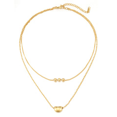 18K Gold-Plated Bead Layered Pendant Necklace