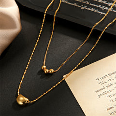 18K Gold-Plated Bead Layered Pendant Necklace