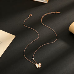 Cubic Zirconia & 18K Rose Gold-Plated Butterfly Pendant Necklace