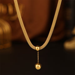 18K Gold-Plated Ball Mesh Chain Pendant Necklace