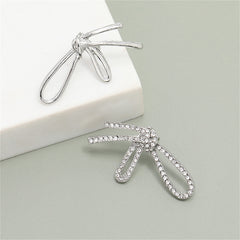 Cubic Zirconia & Silver-Plated Knot Stud Earrings