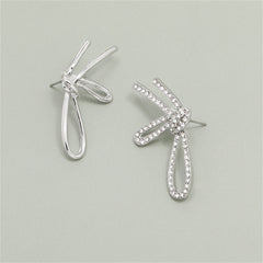 Cubic Zirconia & Silver-Plated Knot Stud Earrings