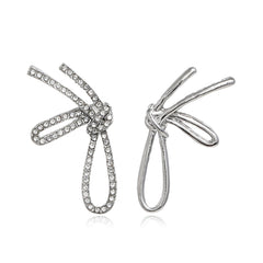 Cubic Zirconia & Silver-Plated Knot Stud Earrings