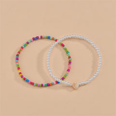 Red Multicolor Howlite Beaded Stretch Anklet Set