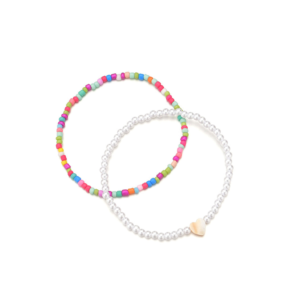 Red Multicolor Howlite Beaded Stretch Anklet Set