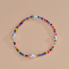 Howlite & Pearl Stretch Anklet