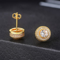 Cubic Zirconia & Crystal 18K Gold-Plated Tiered Round Stud Earrings