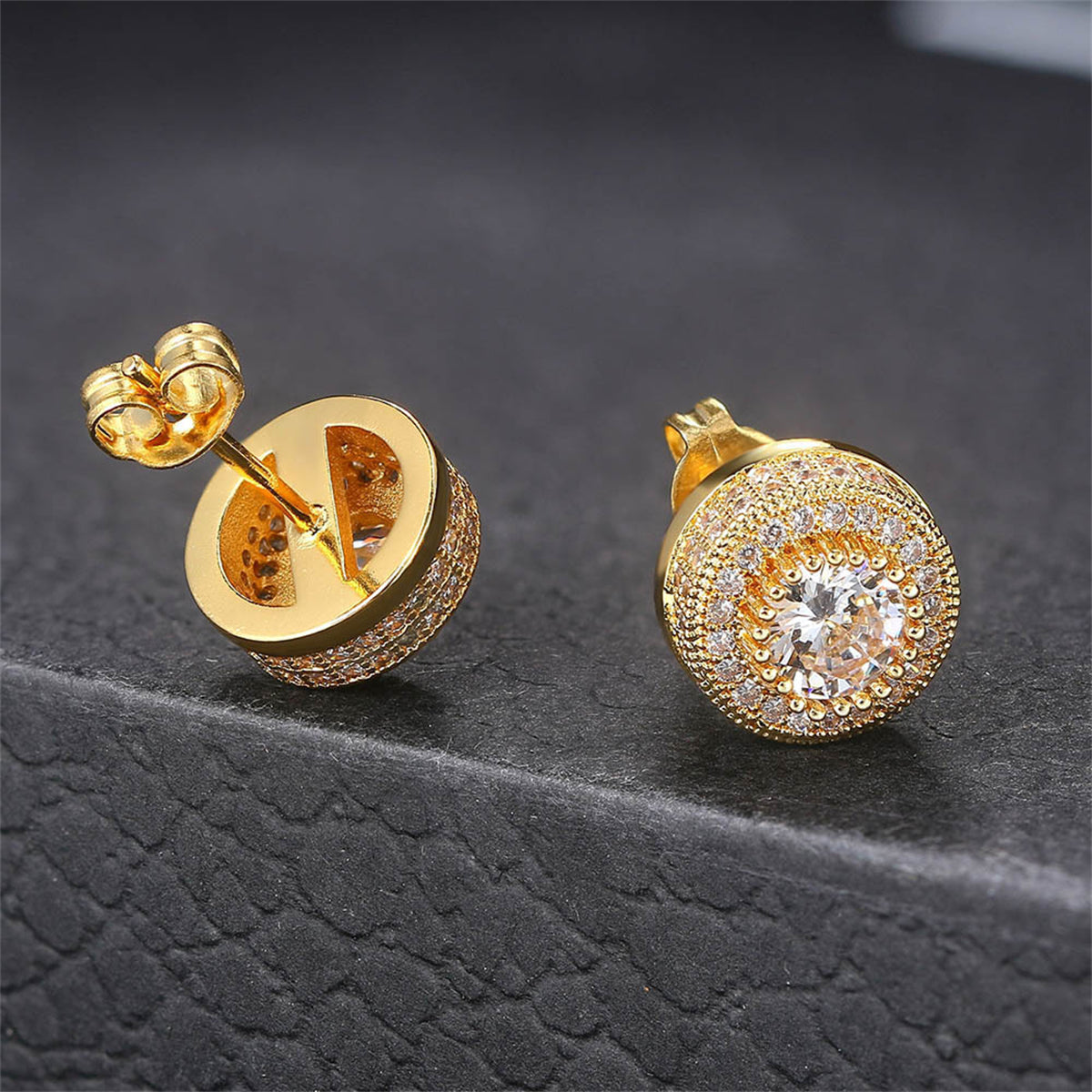 Cubic Zirconia & Crystal 18K Gold-Plated Tiered Round Stud Earrings