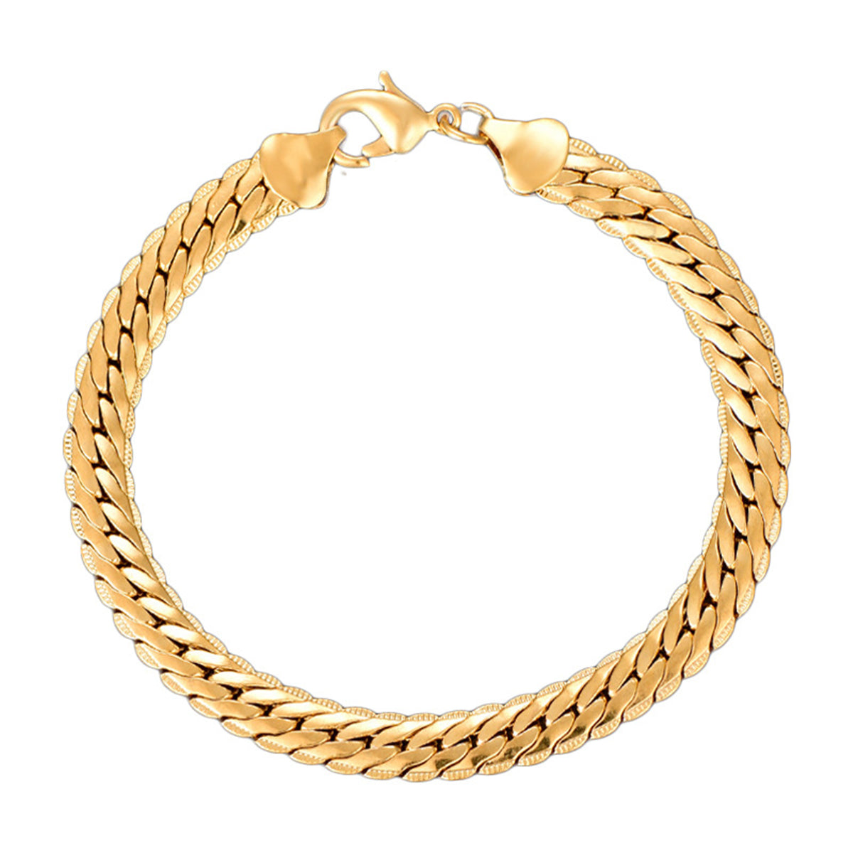 18K Gold-Plated Figaro Herringbone Bracelet